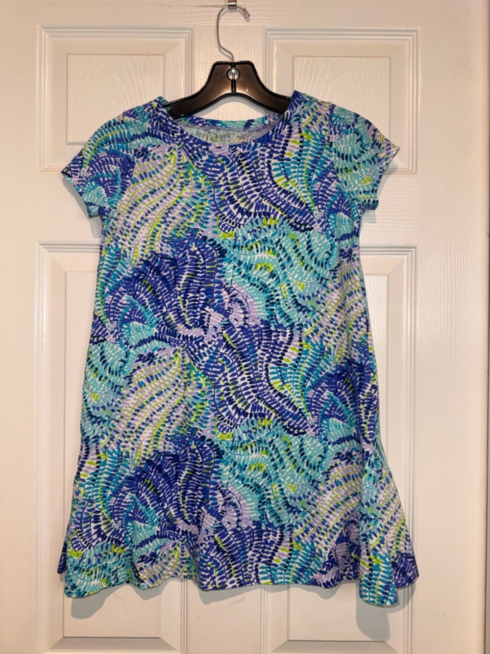 Lilly Pulitzer Blue, Teal & Mint Patterned Swing Dress. Size L